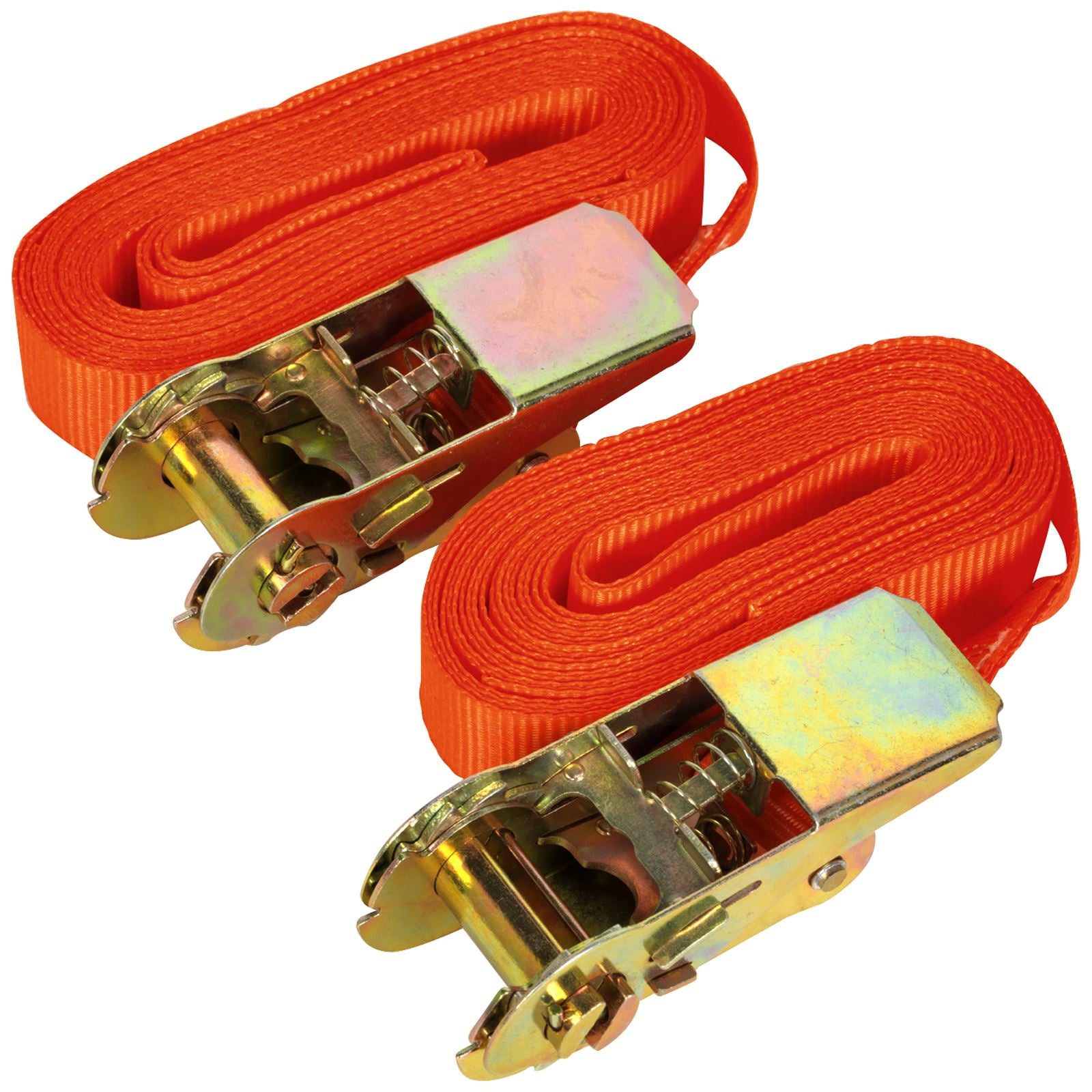 Sealey 500kg Ratchet Tie Down 25mm x 4.5m - Pair Cargo Lash Self Securing