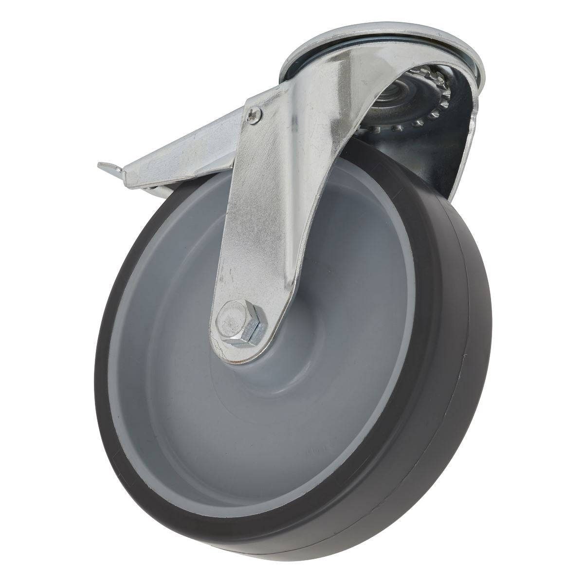 Sealey Medium-Duty Thermoplastic Bolt Hole Castor Wheel with Total Lock Ø100mm - Trade