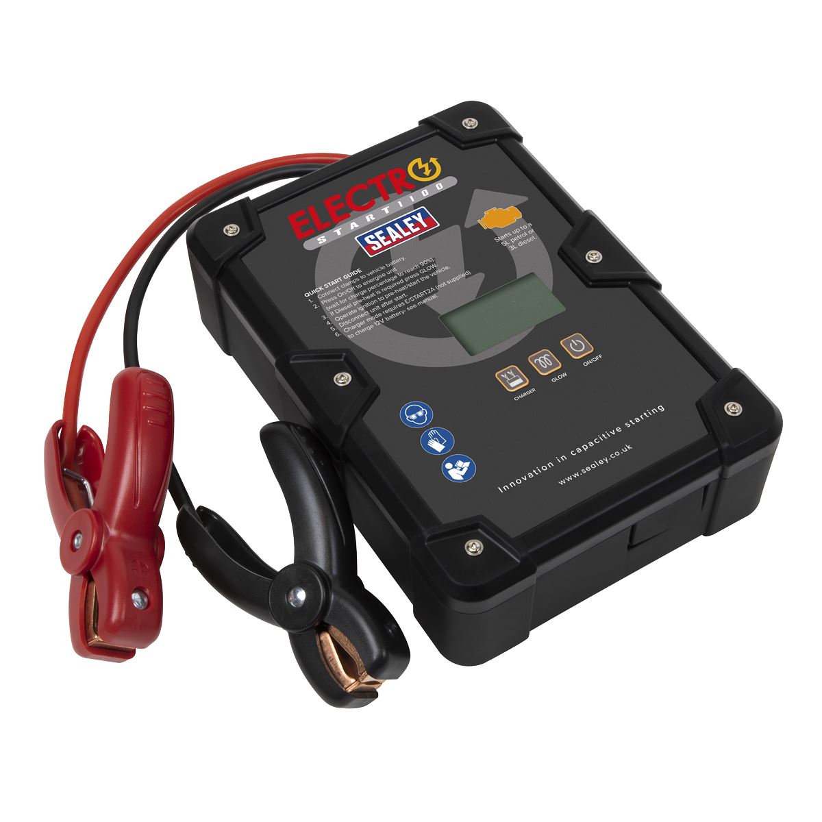 Sealey 1100A 12V Electrostart Batteryless Jump Pack 5L Petrol 3L Diesel Simple & Safe