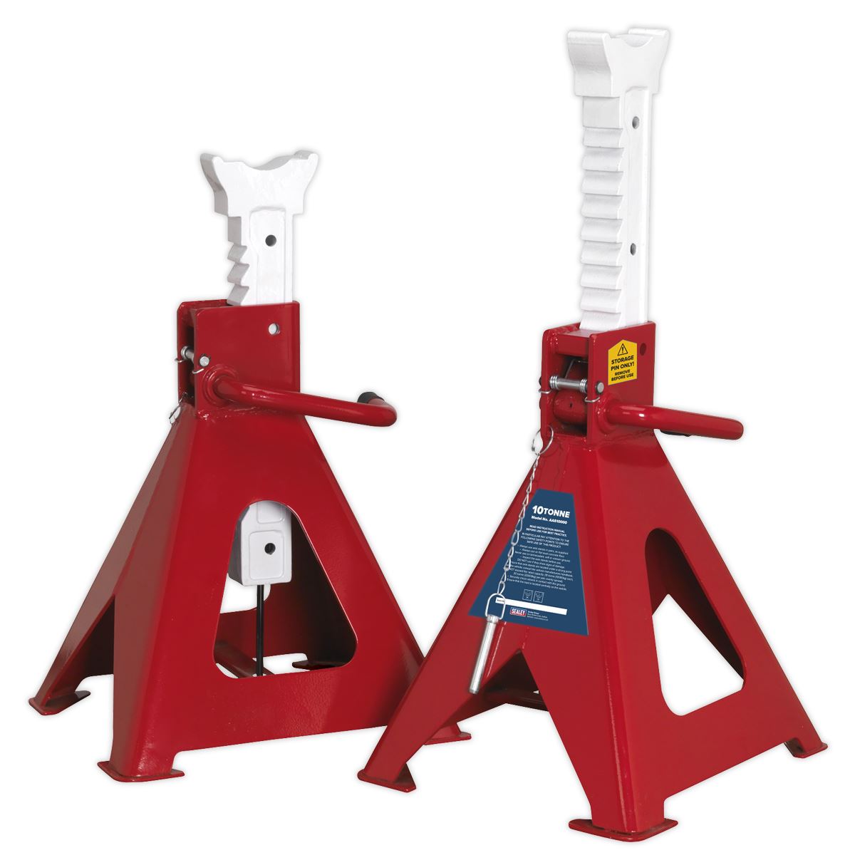 Sealey Axle Stands (Pair) 10 Tonne Capacity per Stand Auto Rise Ratchet