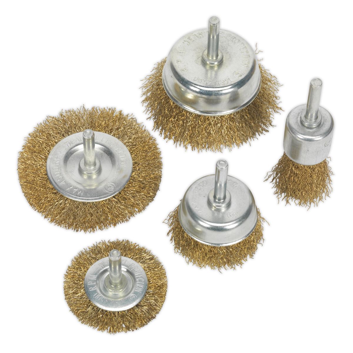 Sealey Crimped Wire Brush Set 5pc Brassed