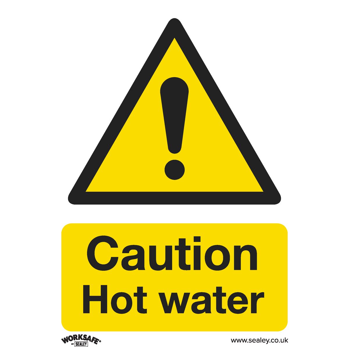 Worksafe by Sealey Warning Safety Sign - Caution Hot Water - Self-Adhesive Vinyl