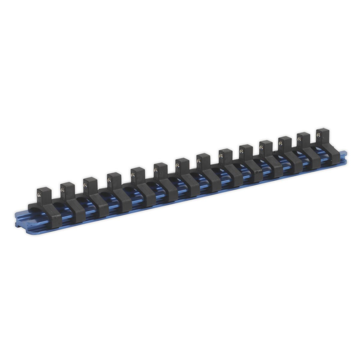 Sealey Premier Socket Retaining Rail with 14 Clips Aluminium 1/4"Sq Drive