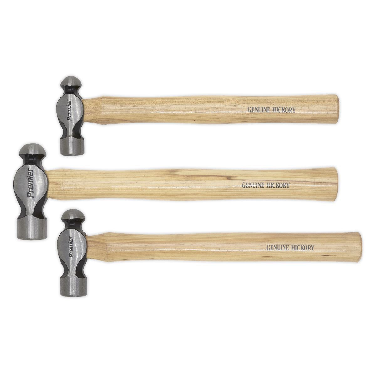 Sealey Premier Ball Pein Hammer Set 3pc Hickory Shafts