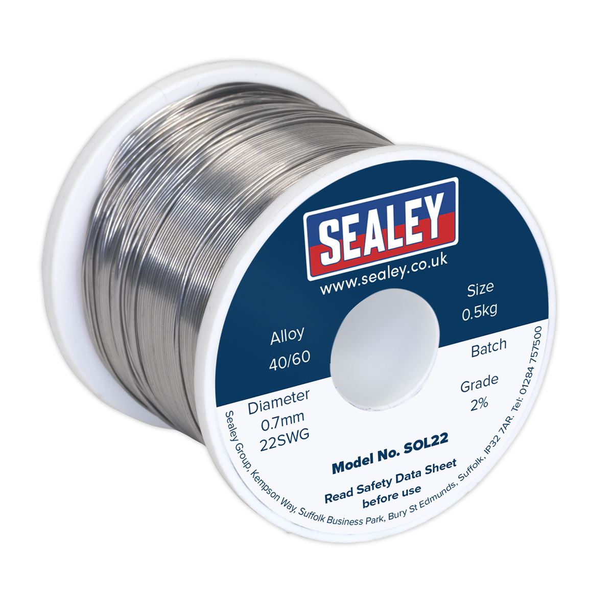 Sealey 500g Quick Flow Solder Wire 2% 40/60 Tin/Lead