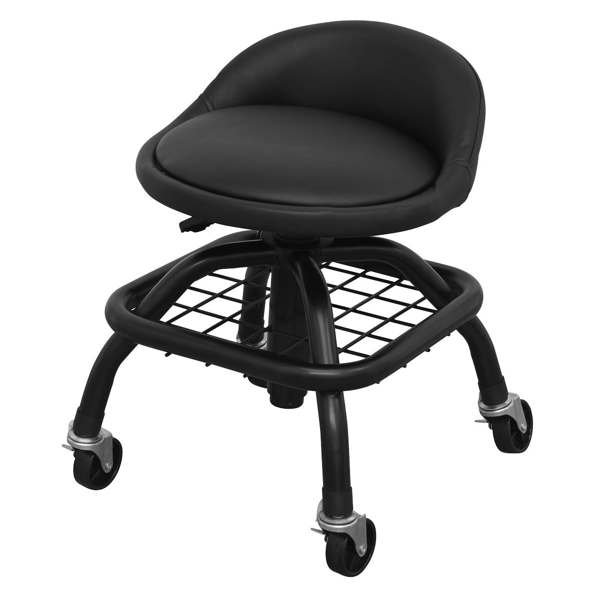 Sealey Premier Industrial Creeper Stool Pneumatic with Adjustable Height Swivel Seat & Back Rest