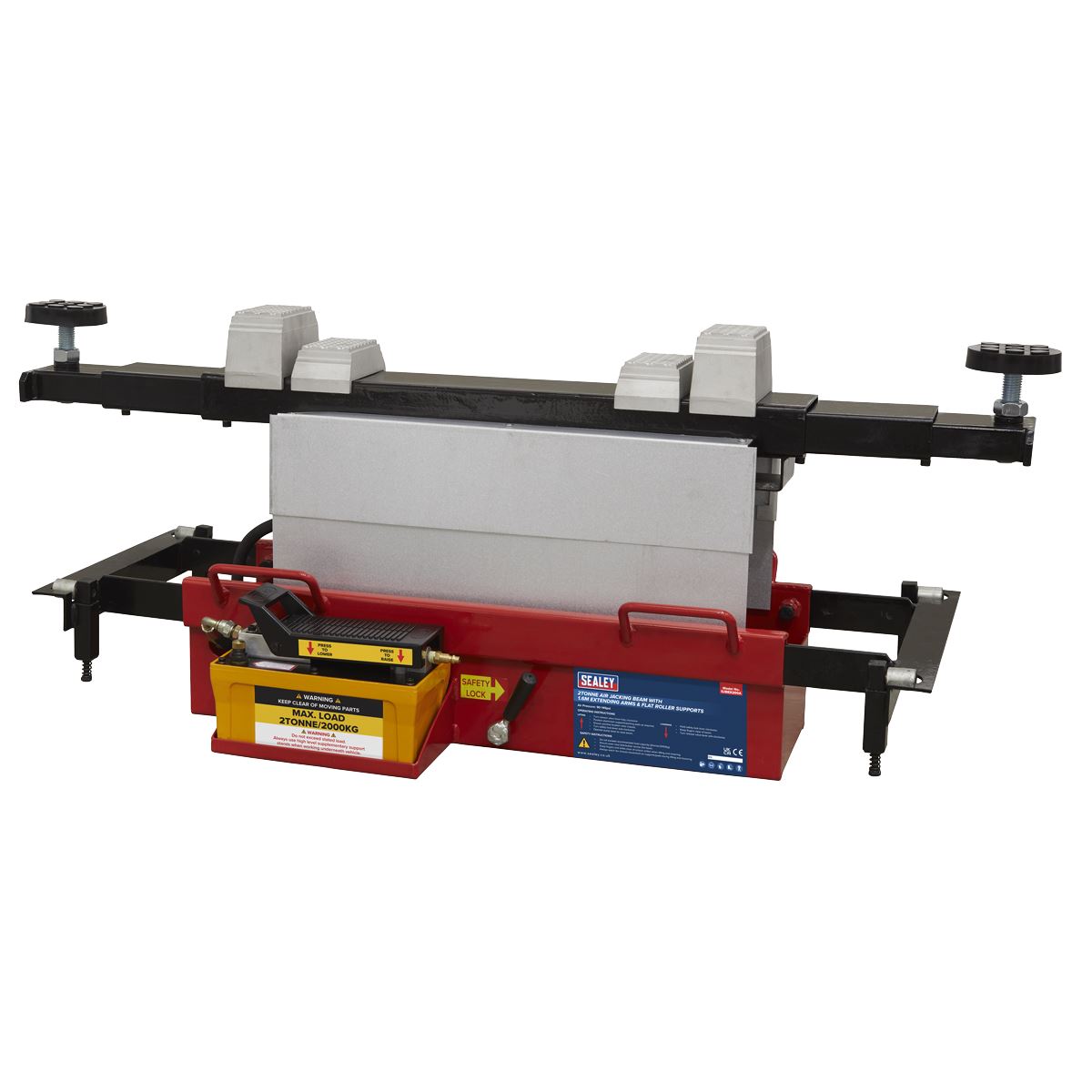 Sealey Air Jacking Beam 2 Tonne with Arm Extenders & Flat Roller Supports