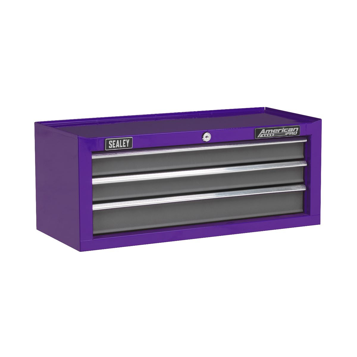 Sealey American Pro Mid-Box Tool Chest 3 Drawer with Ball-Bearing Slides - Purple/Grey