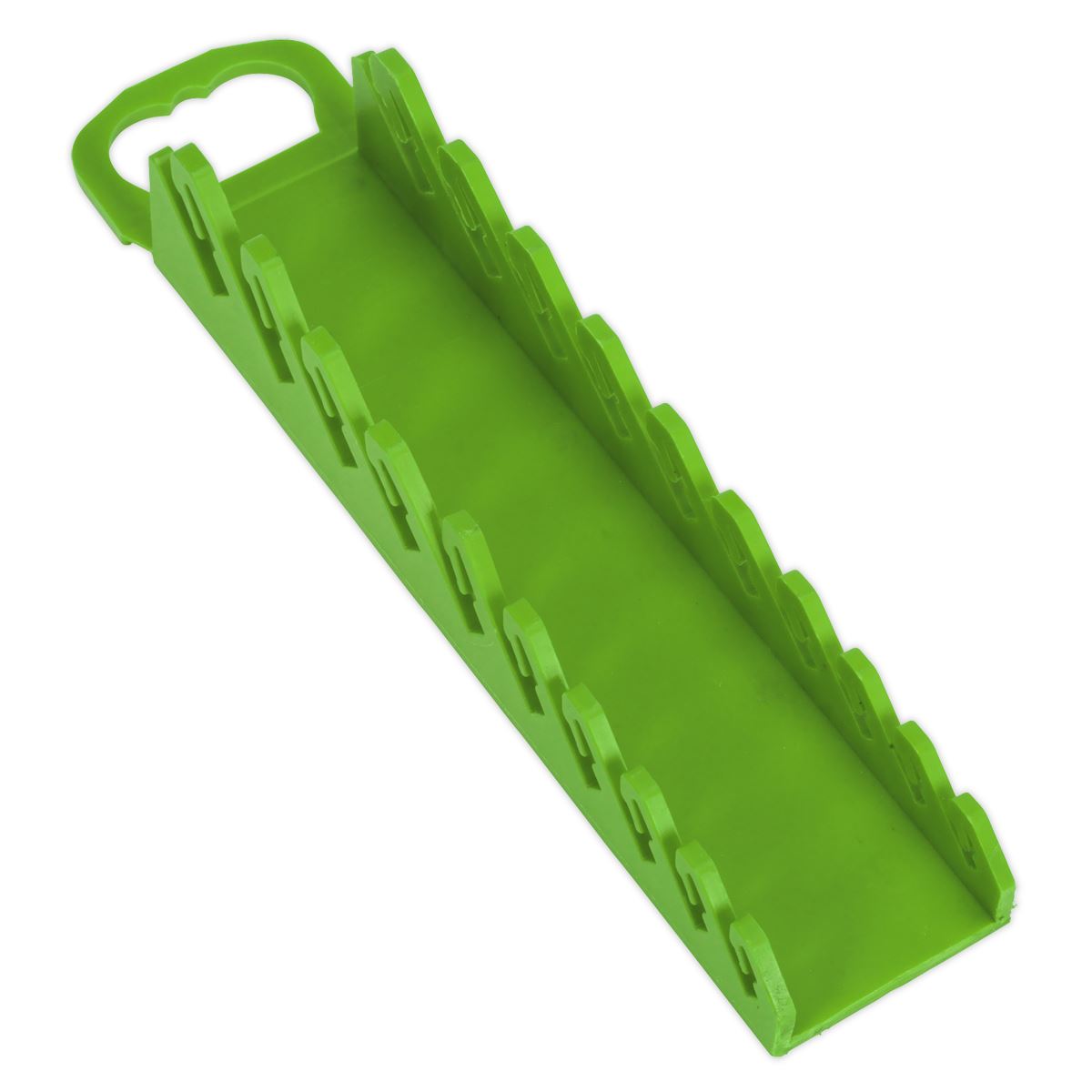 Sealey Premier High Visibility Green Stubby Spanner Rack 10 Capacity Hanging Toolbox