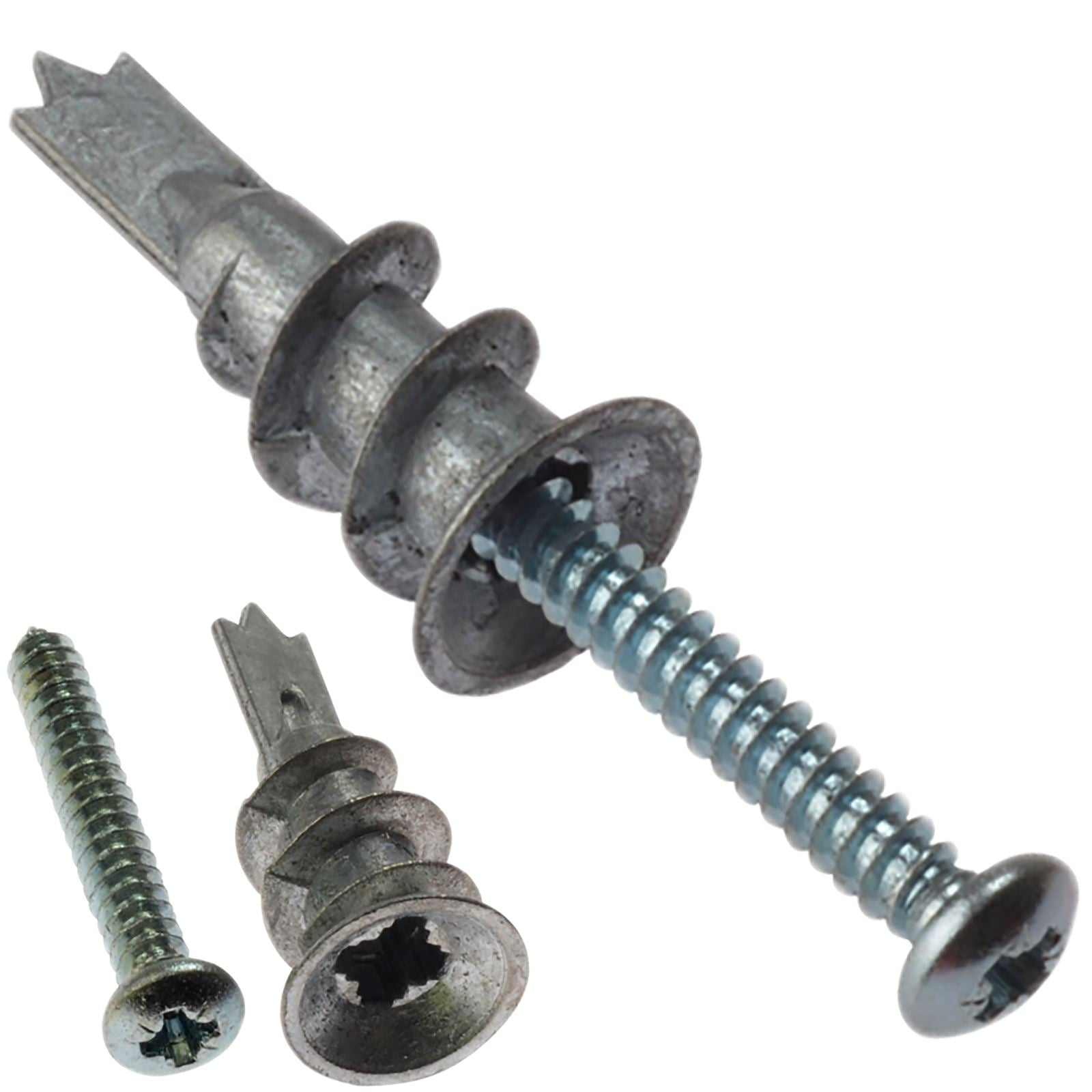 ForgeFix 100 Pack Zinc Alloy Plasterboard Cavity Wall Anchor Screws 4.5 x 35mm Screw