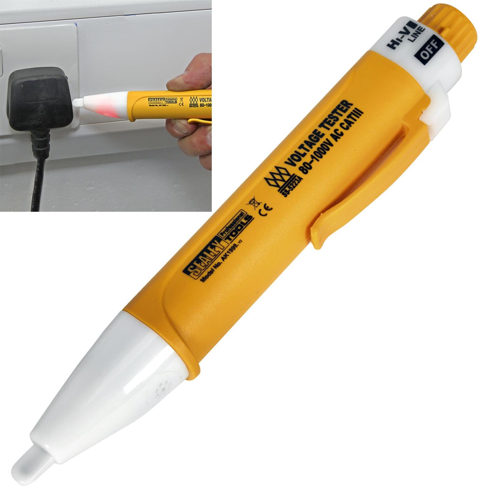 Sealey Non Contact Voltage Tester 80-1000v Electrical Pen Detector Audible Indication