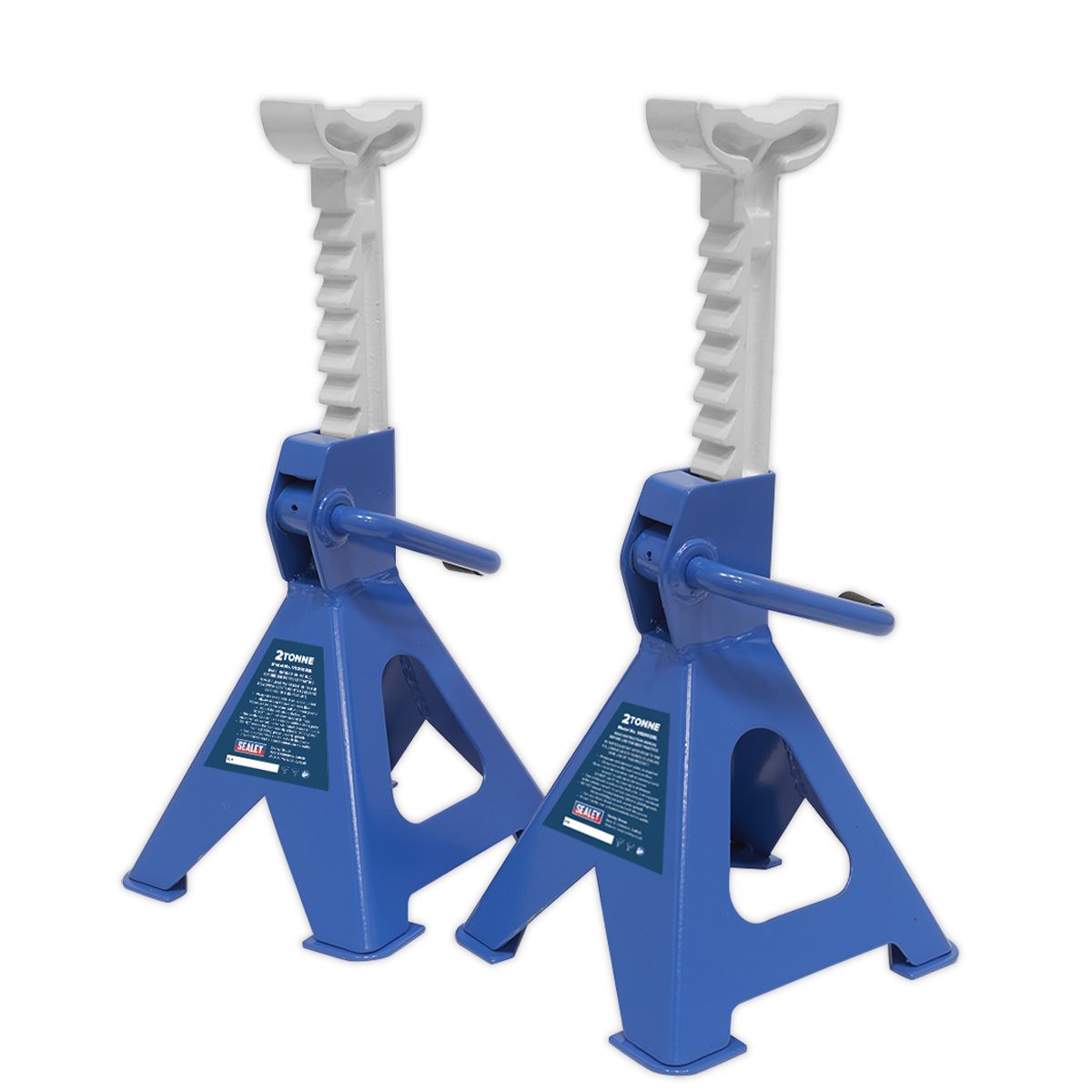 Sealey Ratchet Type Axle Stands (Pair) 2 Tonne Capacity per Stand - Blue