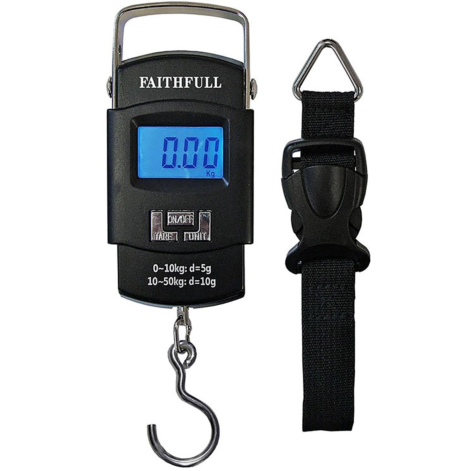 Faithfull Electronic Scales Portable Luggage Travel Fishing Kitchen 0-50kg