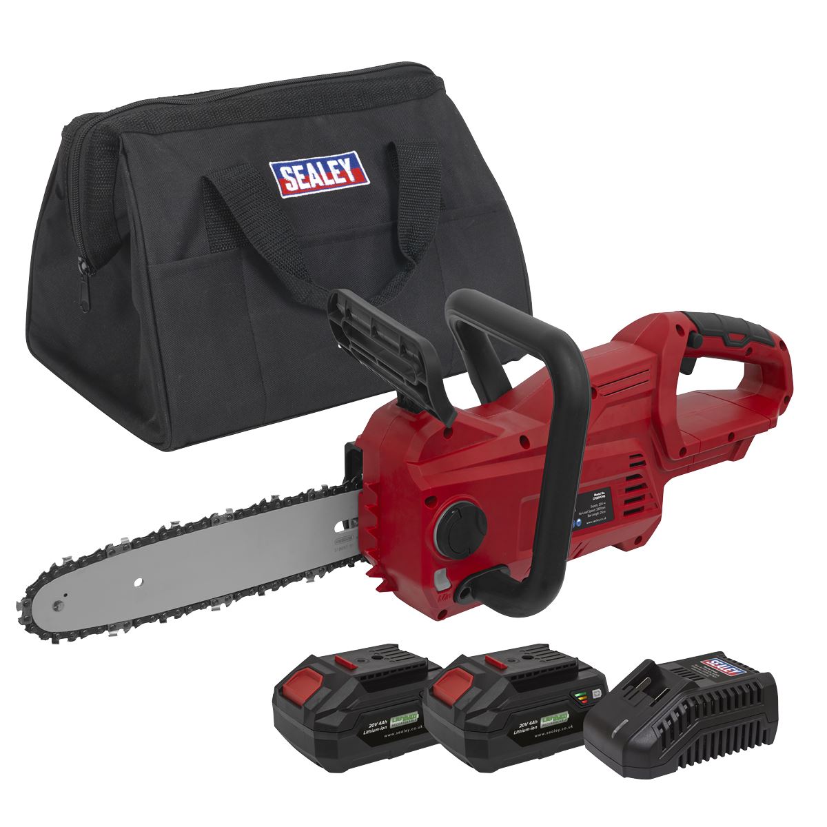 Sealey Cordless Chainsaw 25cm 20V 4Ah SV20 Series Kit -  2 Batteries