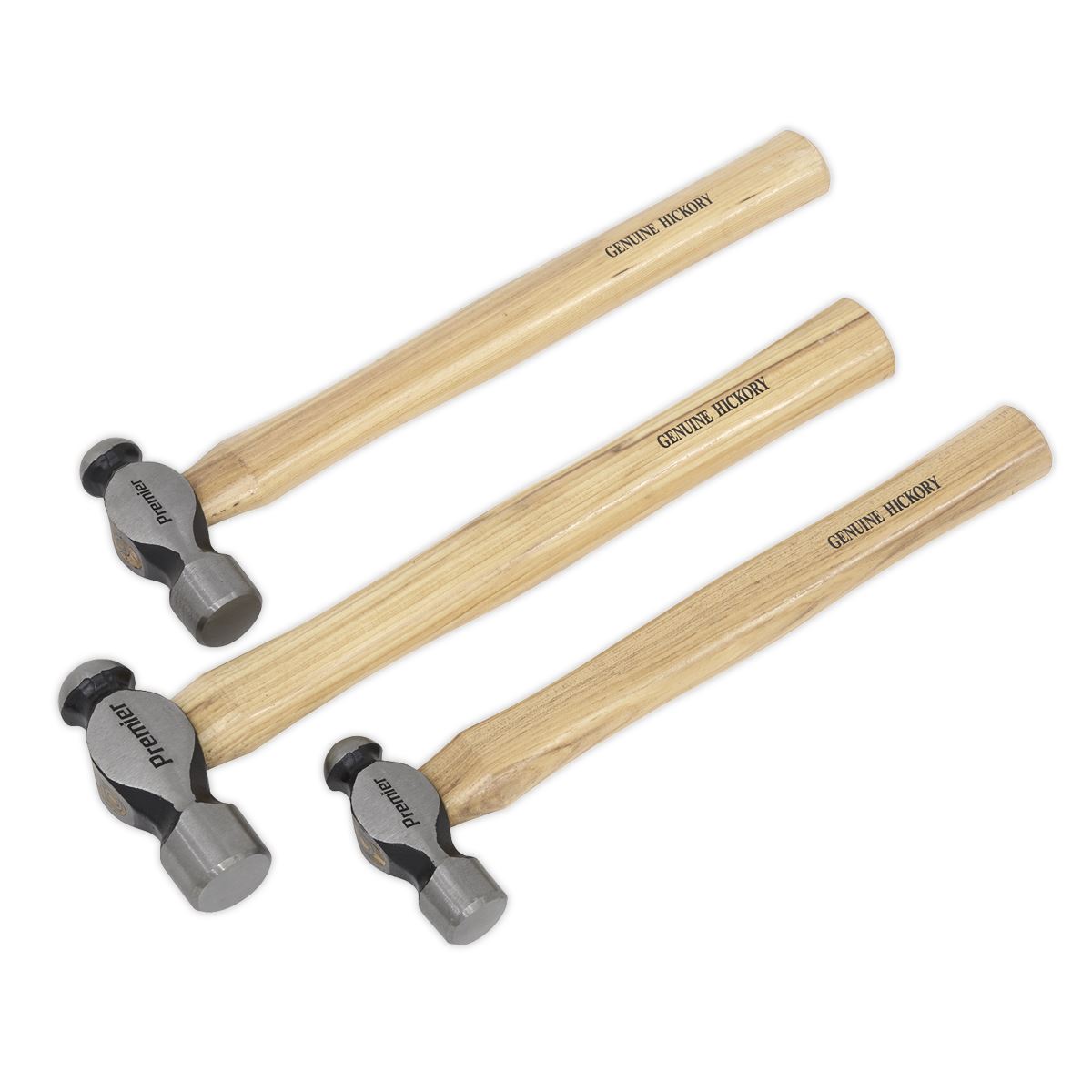 Sealey Premier Ball Pein Hammer Set 3pc Hickory Shafts