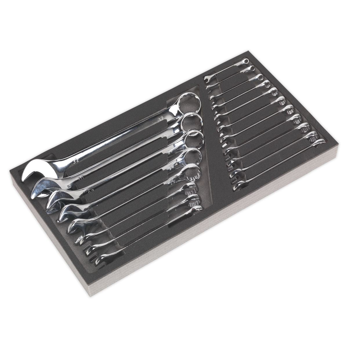 Siegen by Sealey Tool Tray with Combination Spanner Set 19pc - Metric