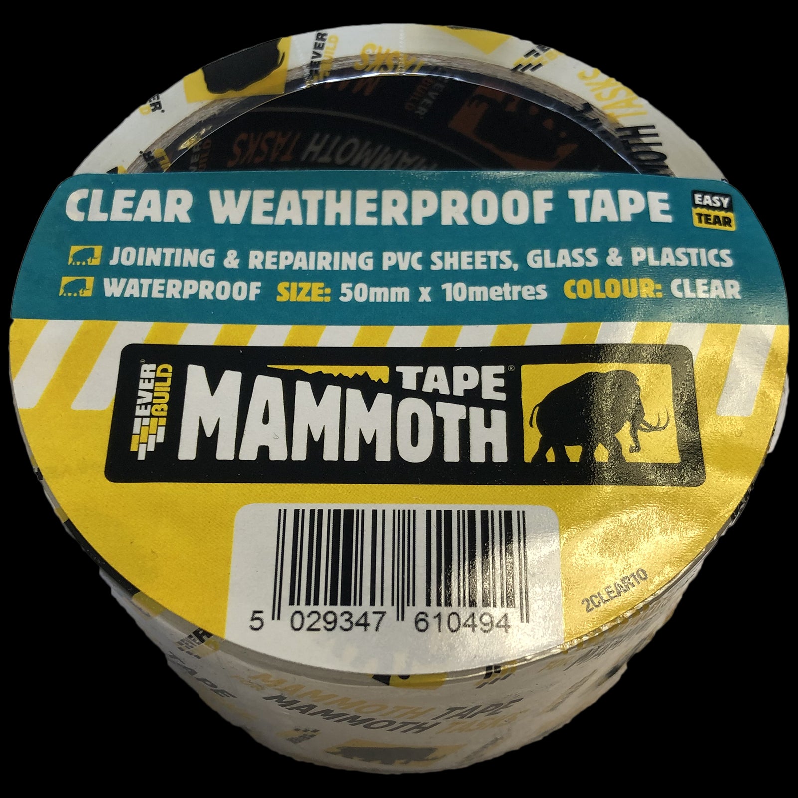 EverBuild Clear Weatherproof Tape Mammoth 50mm x 10m Easy Tear Waterproof