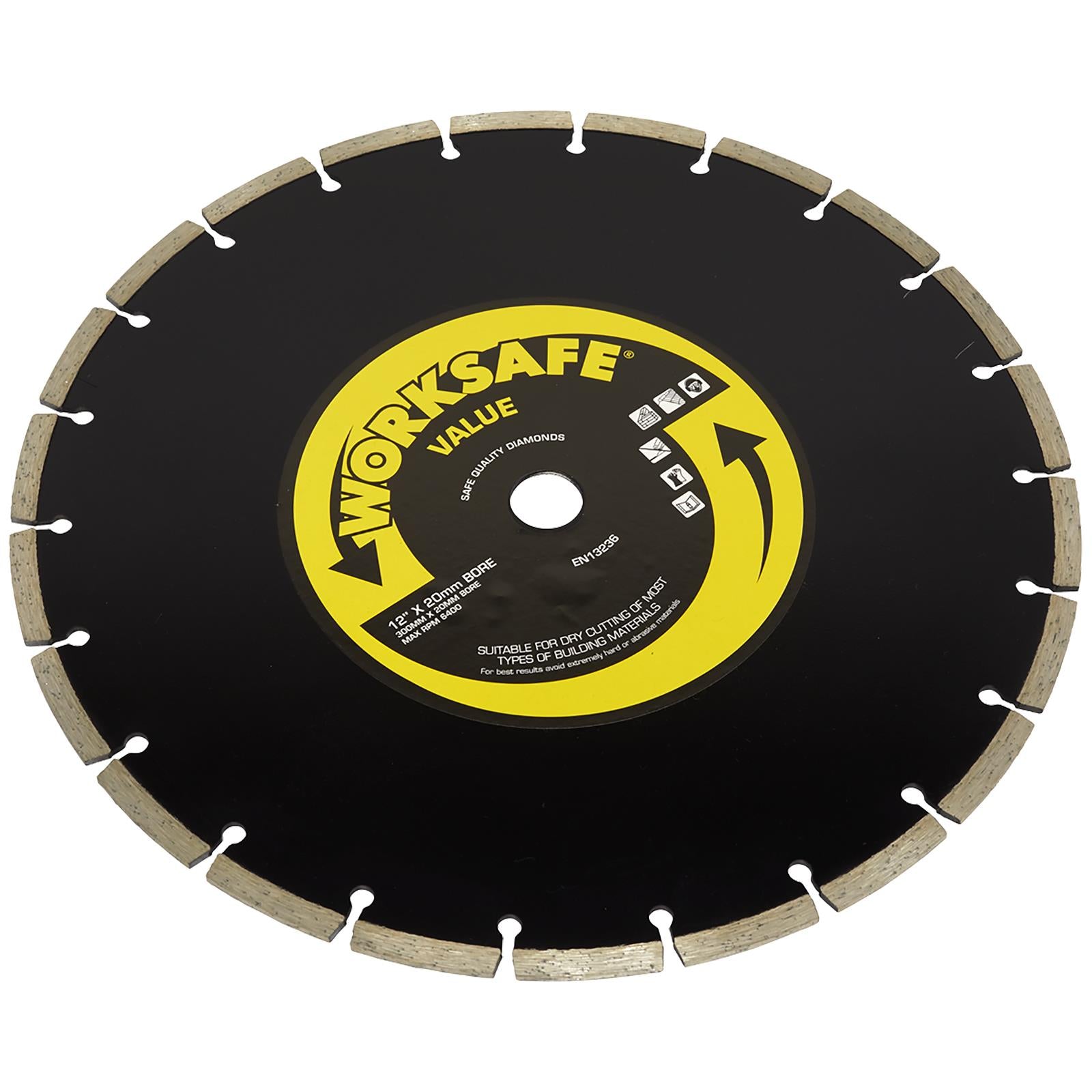 Worksafe by Sealey Diamond Cutting Blade 300mm x 20mm Bore Value