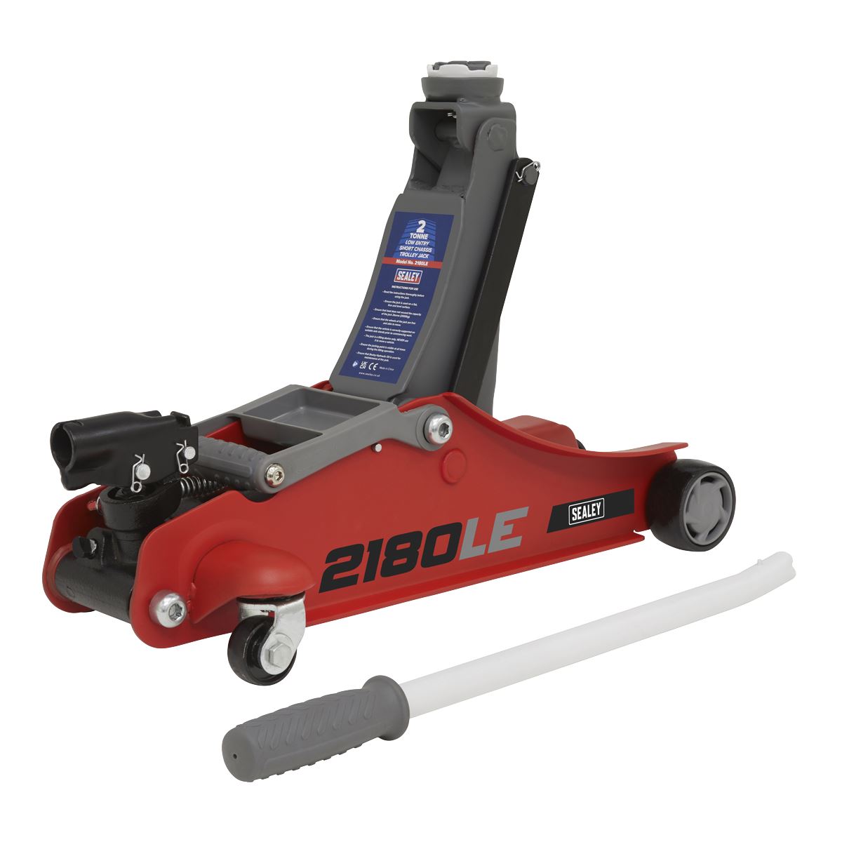 Sealey 180° Handle Low Profile Short Chassis Trolley Jack 2 Tonne - Red