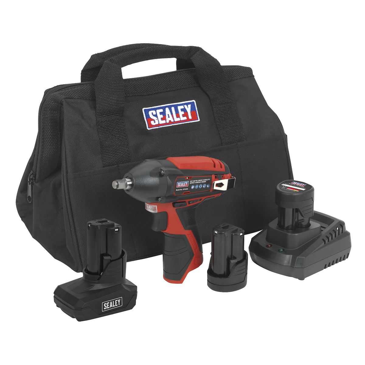 Sealey Impact Wrench Kit 3/8"Sq Drive 12V Lithium-ion - 3 Batteries