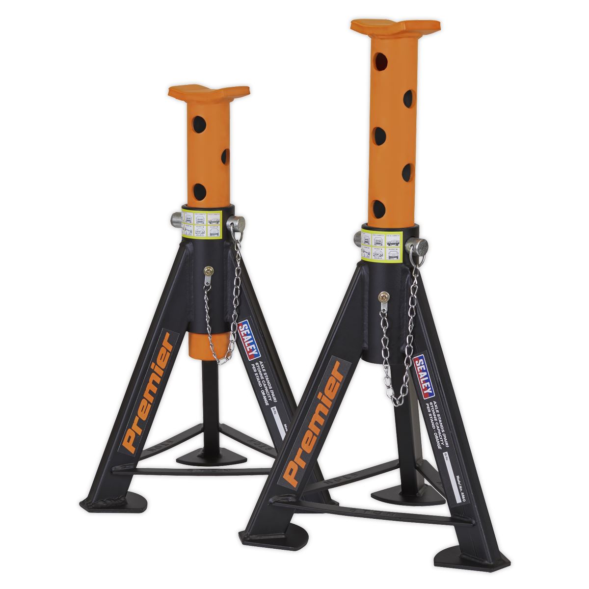 Sealey Premier Premier Axle Stands (Pair) 6 Tonne Capacity per Stand - Orange