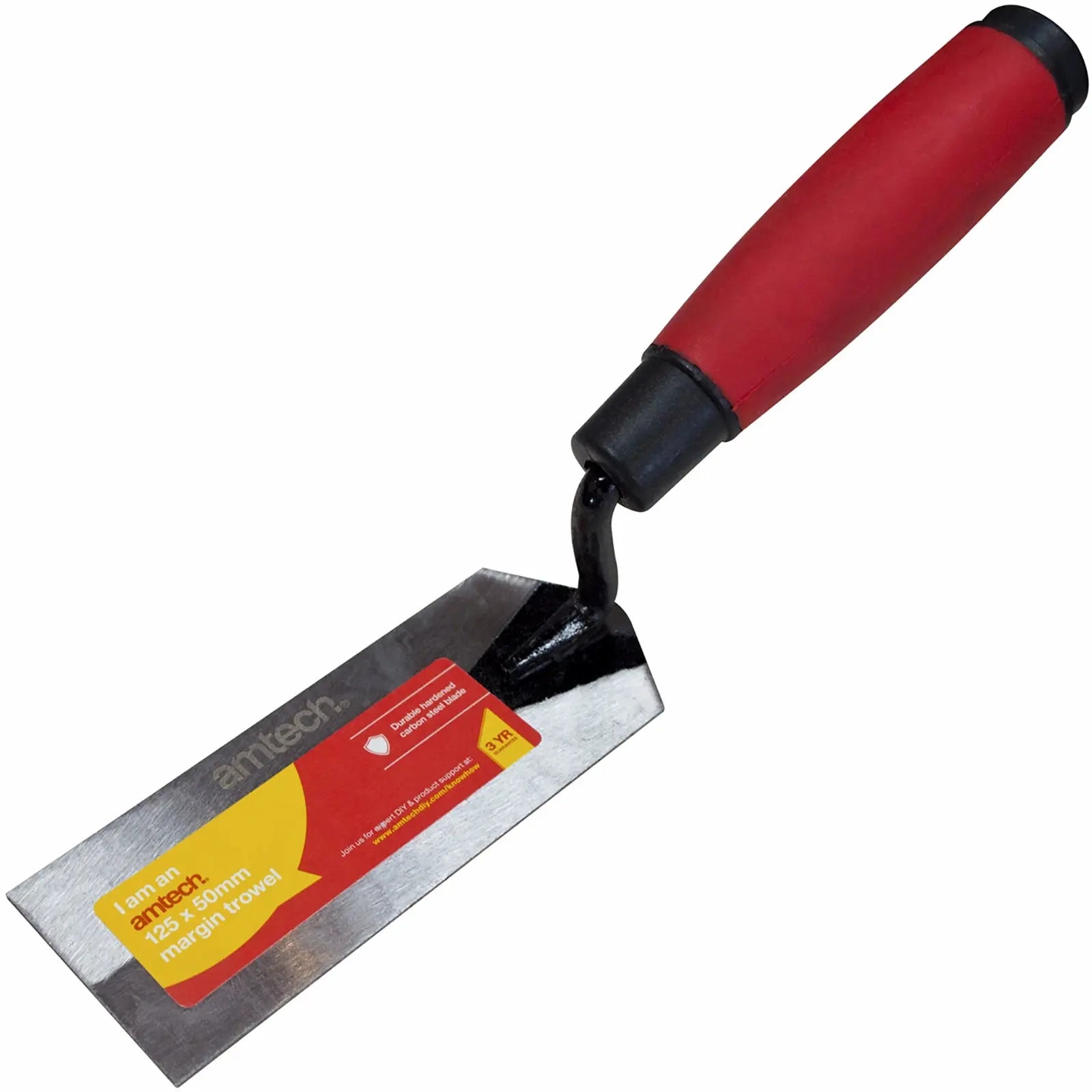 Amtech 125 x 50mm Margin Trowel with Soft Grip Handle