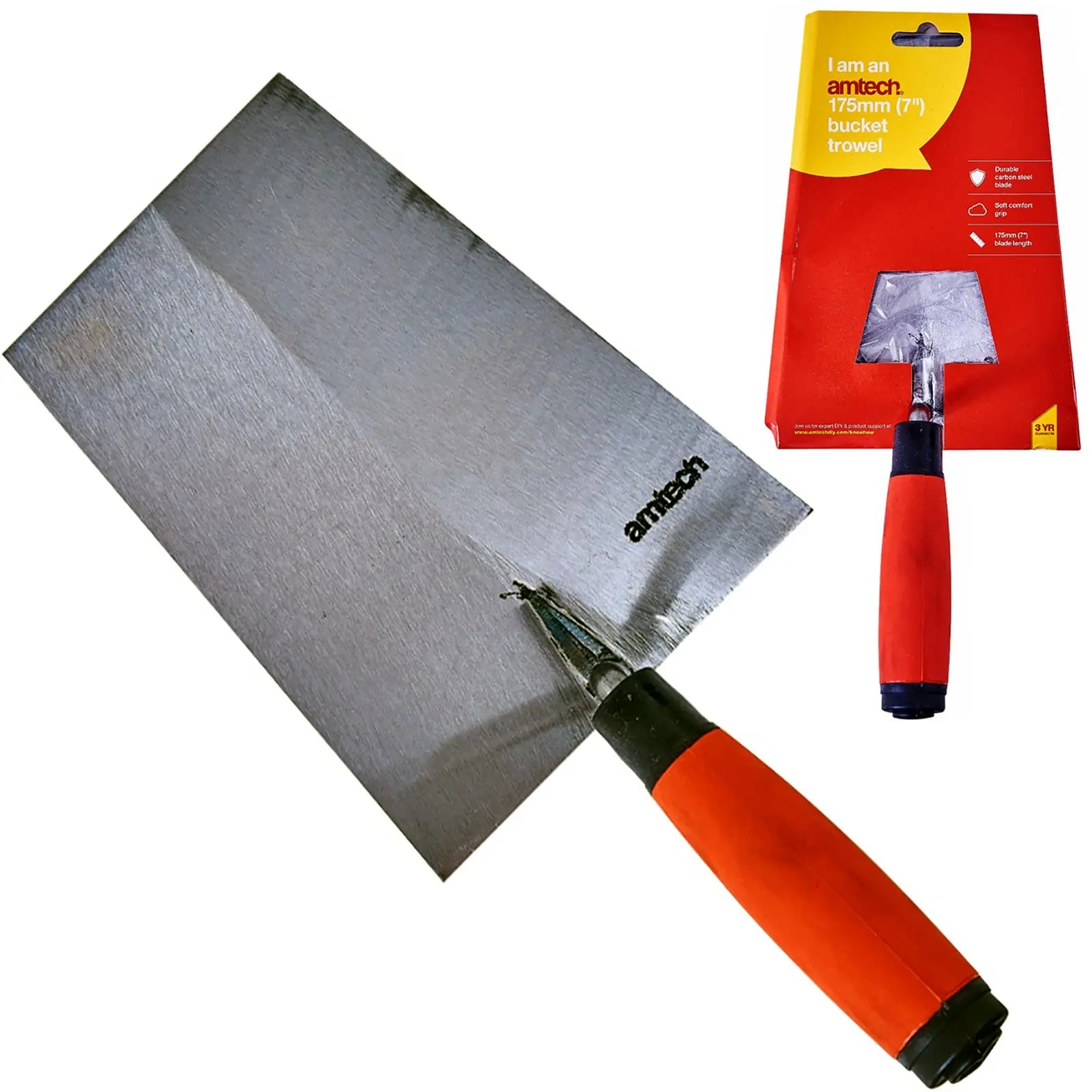 Amtech 175mm (7") Bucket Trowel with Soft Grip Handle