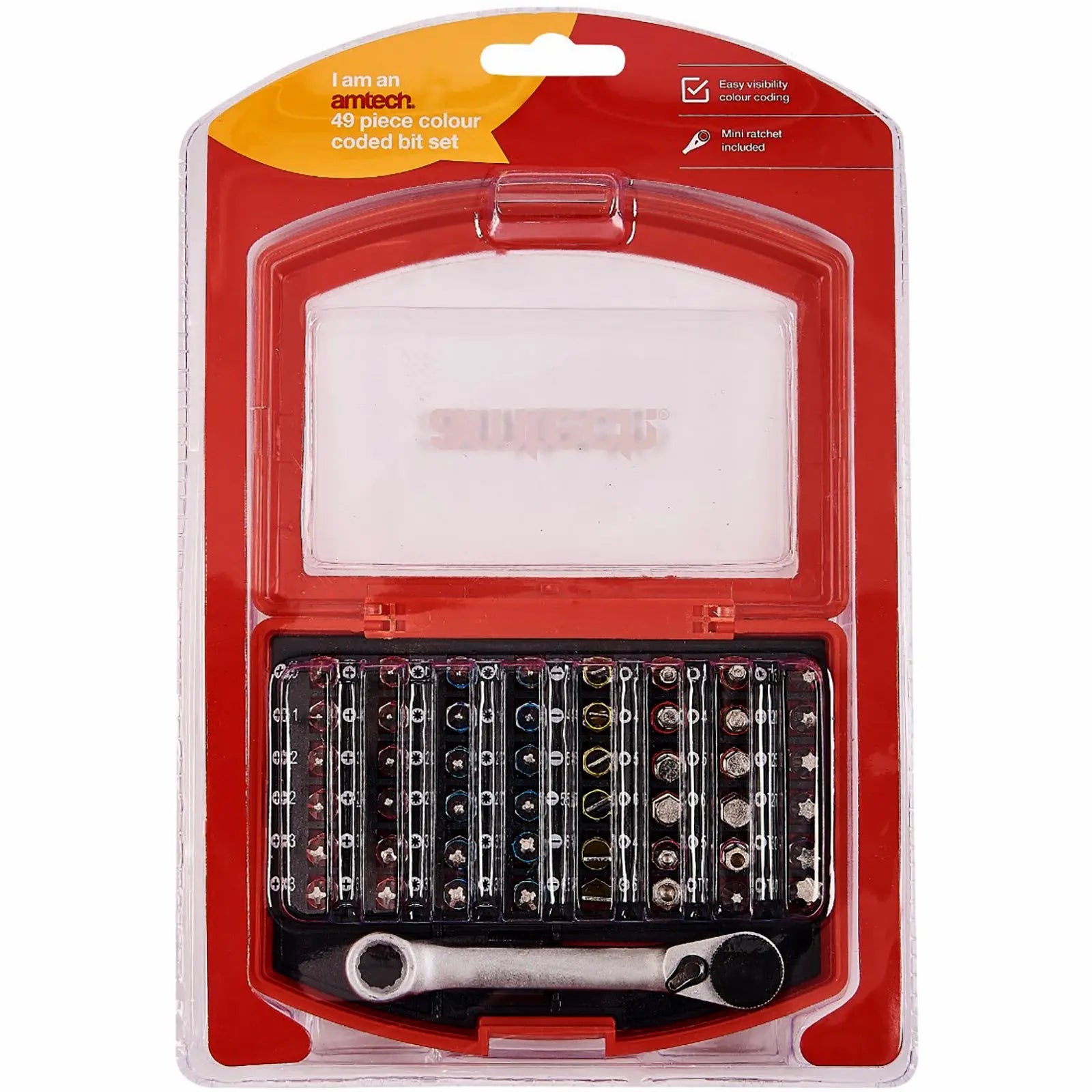 Amtech 49 Piece Colour Coded Screwdriver Bit Set in Case