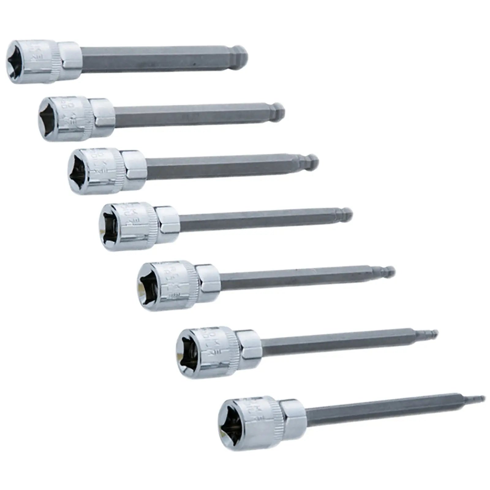 BlueSpot Ball End Hex Socket Bit Set Extra Long 7 Piece 110mm 3/8" Drive 3-10mm