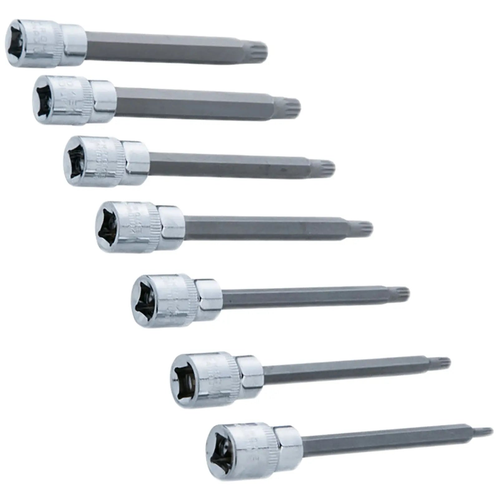 BlueSpot Spline Socket Bit Set 7 Piece 110mm 3/8" Drive Extra Long M4-M10