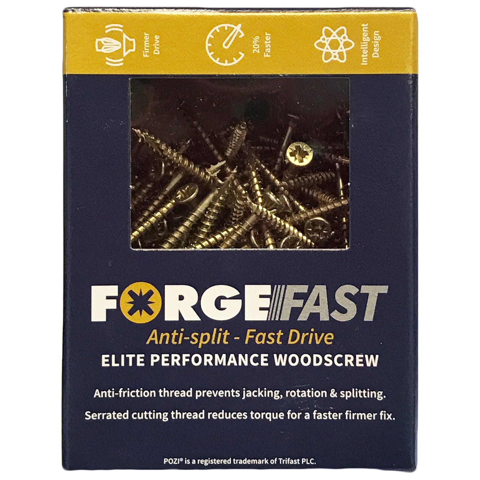 ForgeFix Pozi ForgeFast Elite Fast Start Wood Screws Zinc Yellow