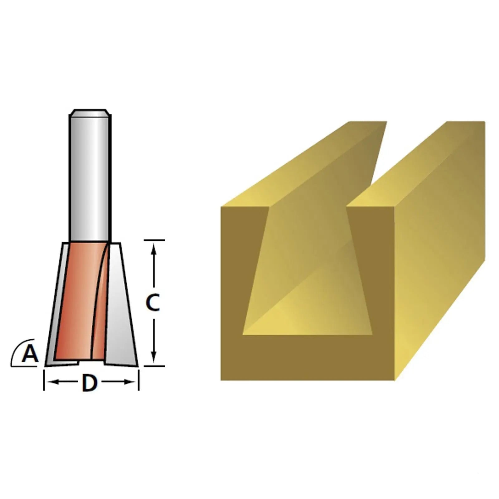 Faithfull 1/4" Dovetail Cutter Router Bit D:13.2mm C:13mm A:103D