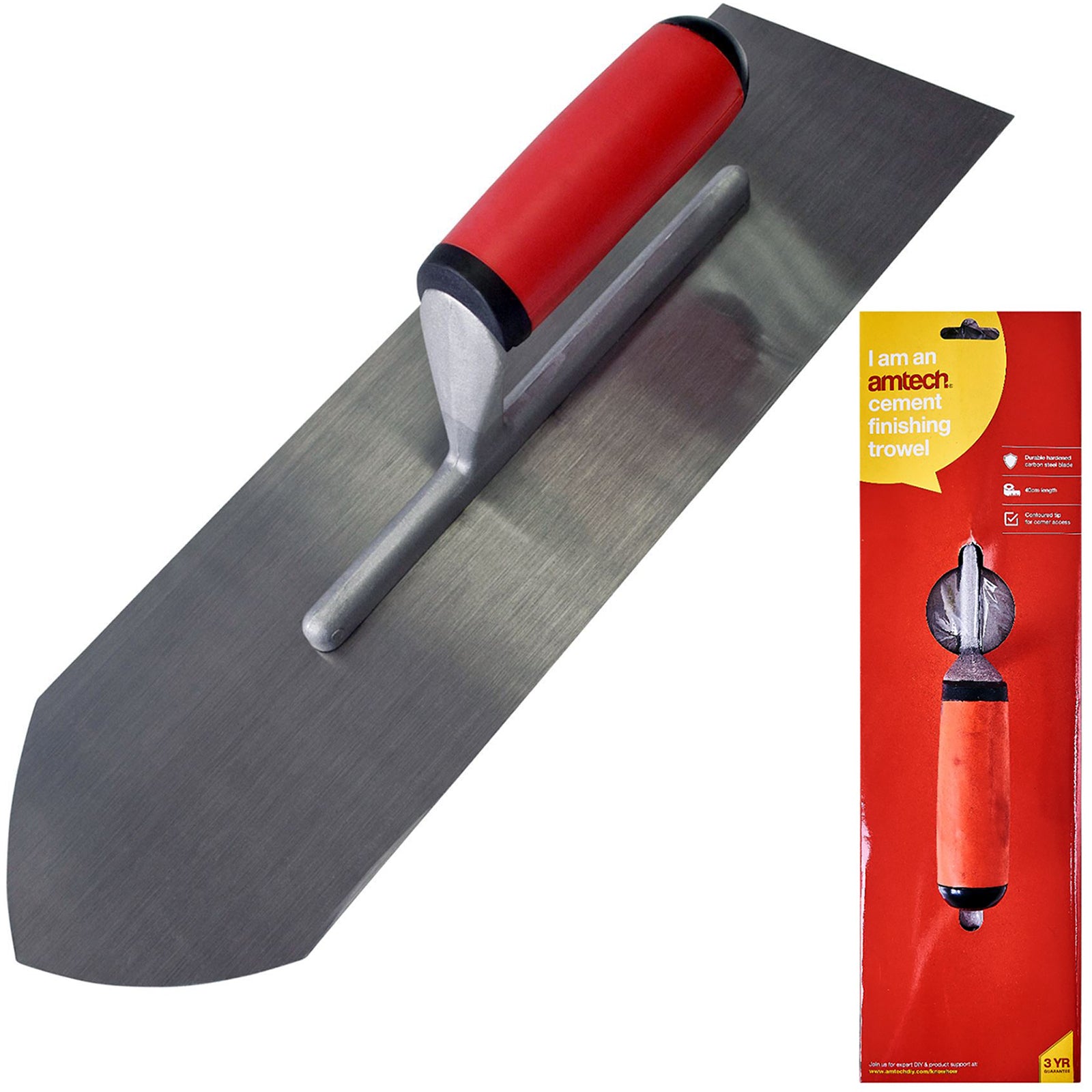 Amtech 400mm (16") Cement Finishing Trowel with Soft Grip Handle