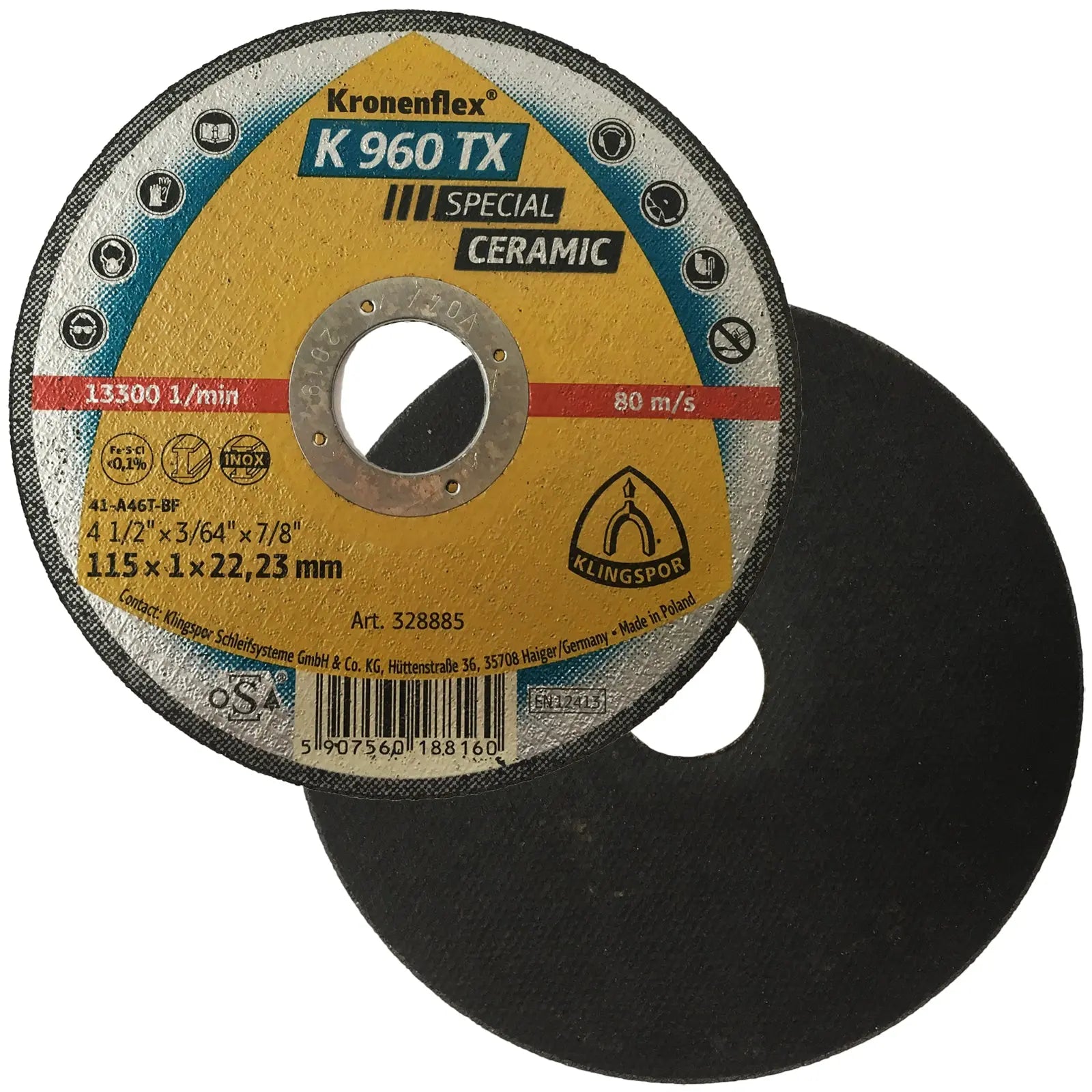 Klingspor K960TX 1mm Ceramic Cutting Discs 115mm 125mm Diameter