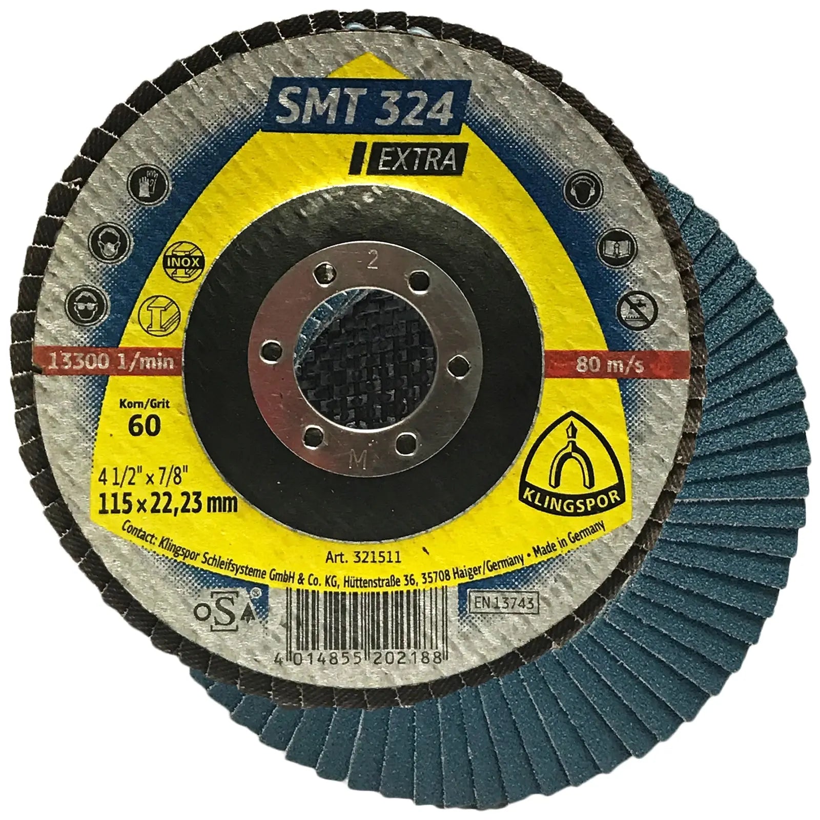 Klingspor SMT324 115mm Zirconia Alumina Flap Sanding Discs 40-80 Grit