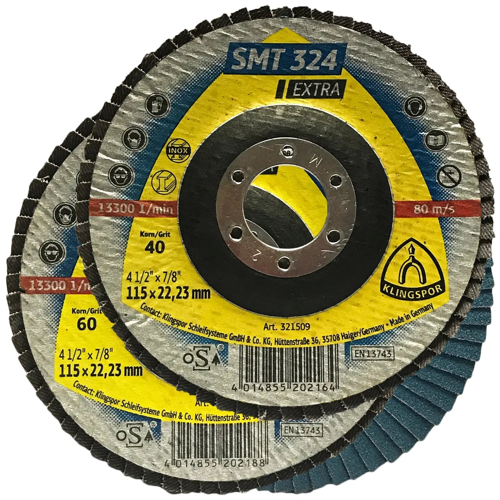 Klingspor SMT324 115mm Zirconia Alumina Flap Sanding Discs 40-80 Grit