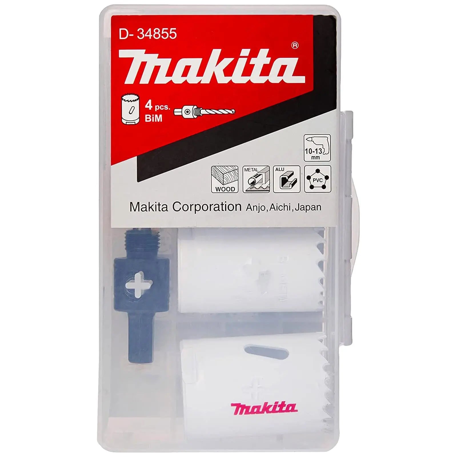 Makita Holsesaw Kit Small Bi-Metal 5 Pieces 20-35mm and Arbor in Case D-34855 White Rose Tools