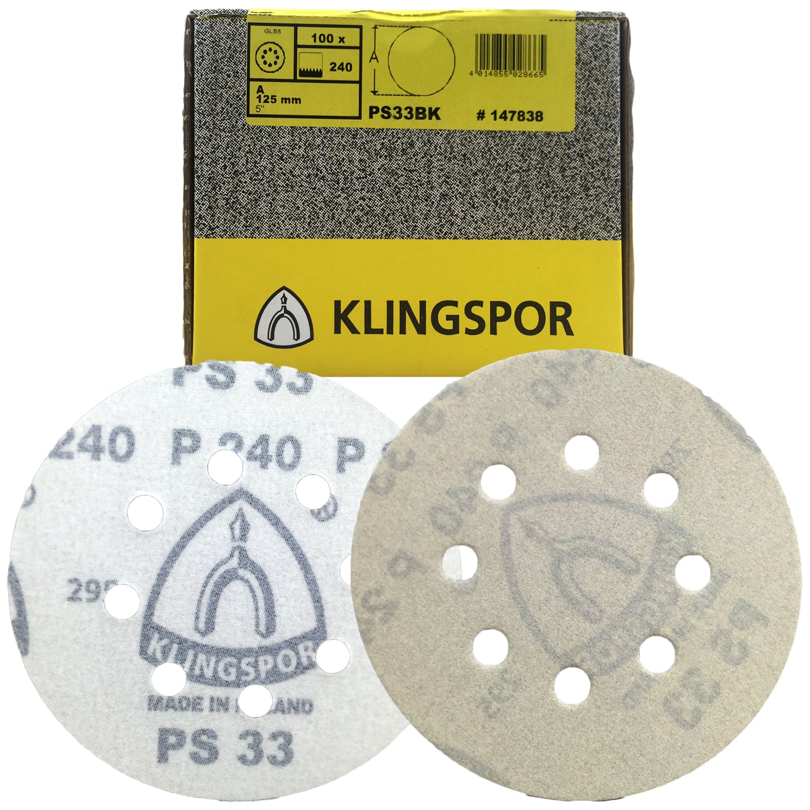 Klingspor PS33CK Hook and Loop Sanding Discs 125mm 150mm Diameter