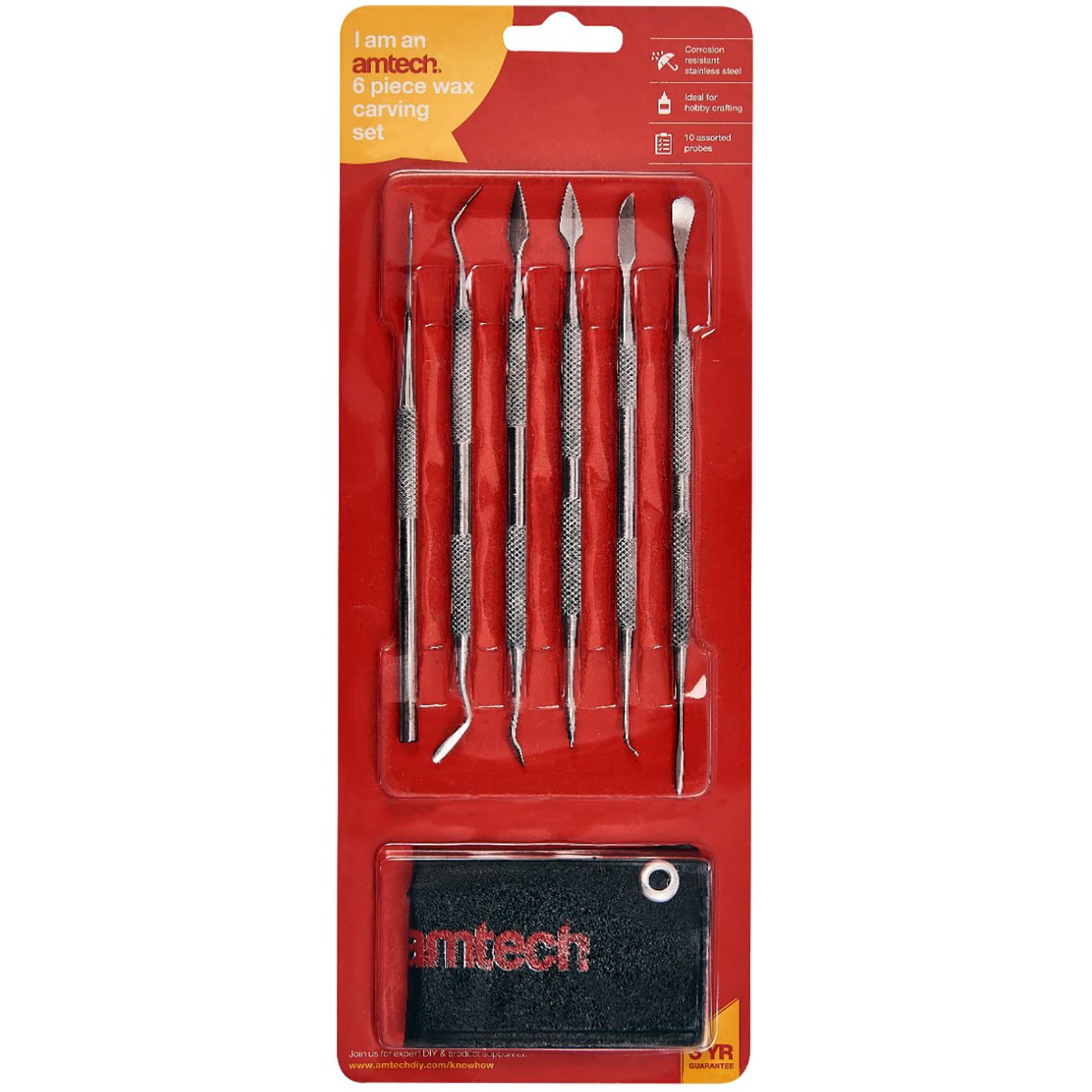 Amtech 6 Piece Stainless Steel Wax Carving Set