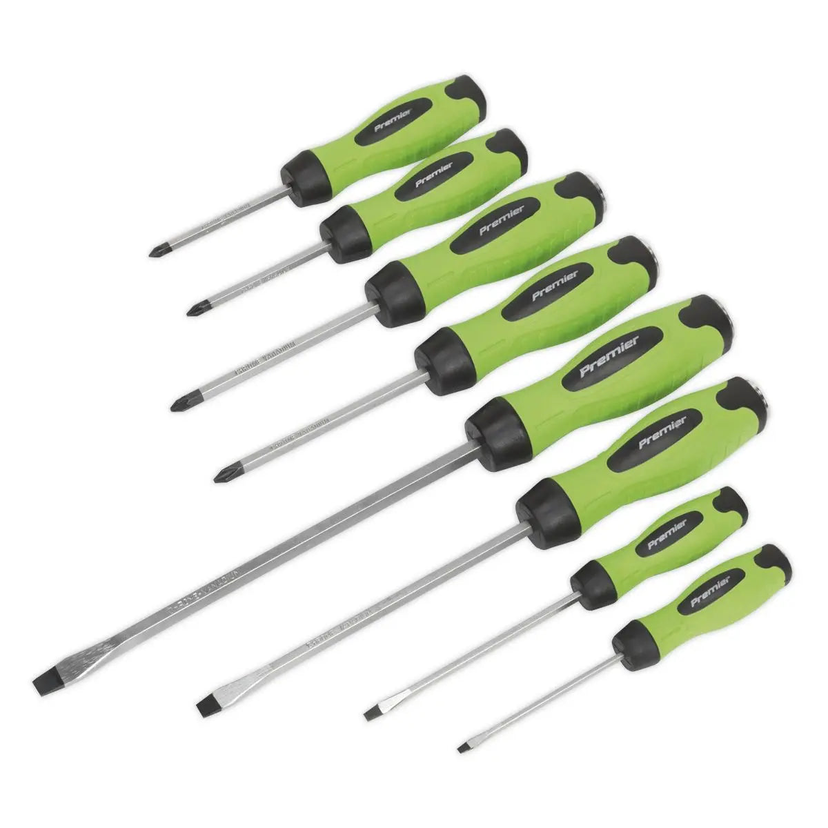 Sealey 8 Piece Premier Hi-Vis Hammer Thru Screwdriver Set Magnetic Tips Slotted