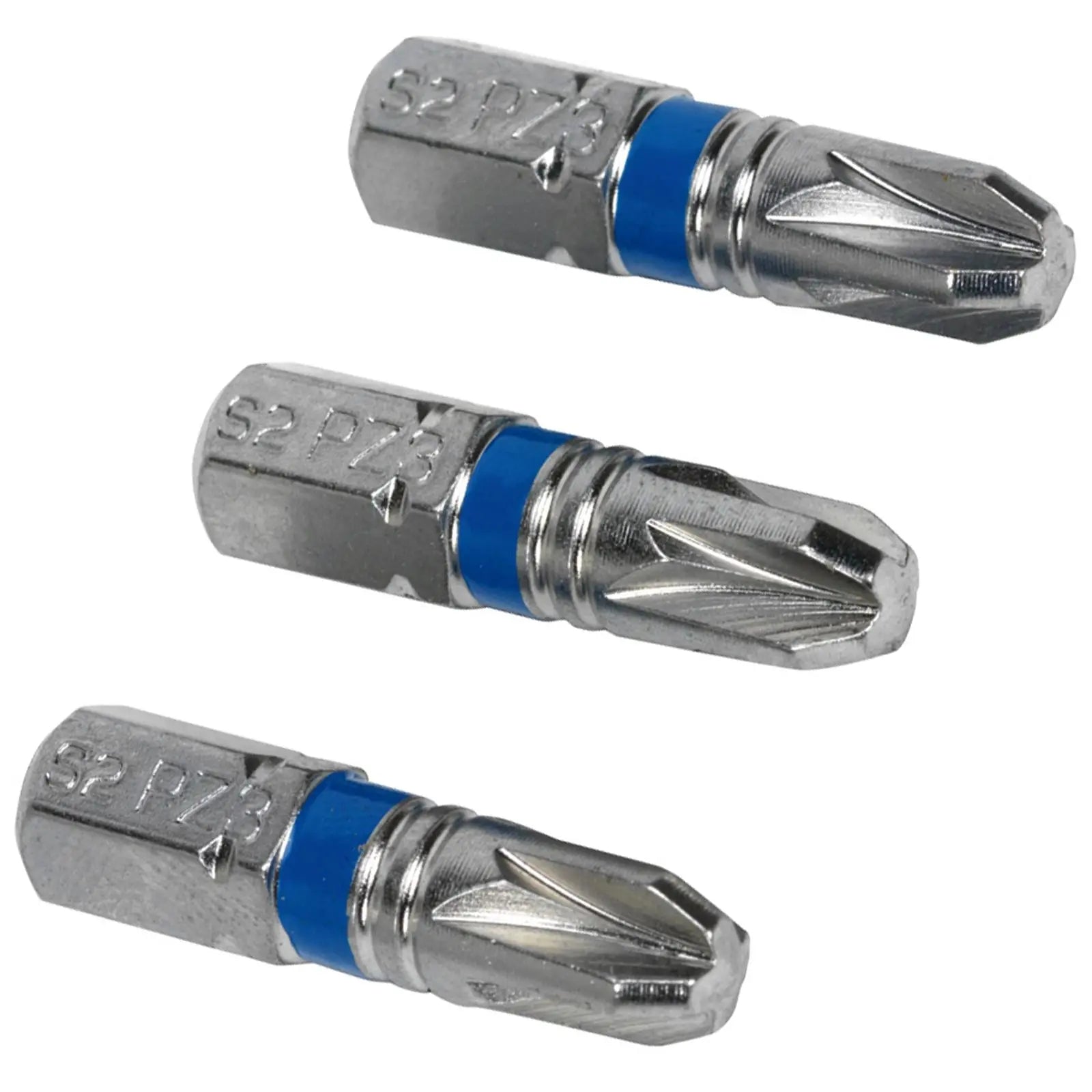 Sealey Screwdriver Bits Colour Coded S2 Steel 3 Pack Pozi Phillips Slotted 25mm 75mm