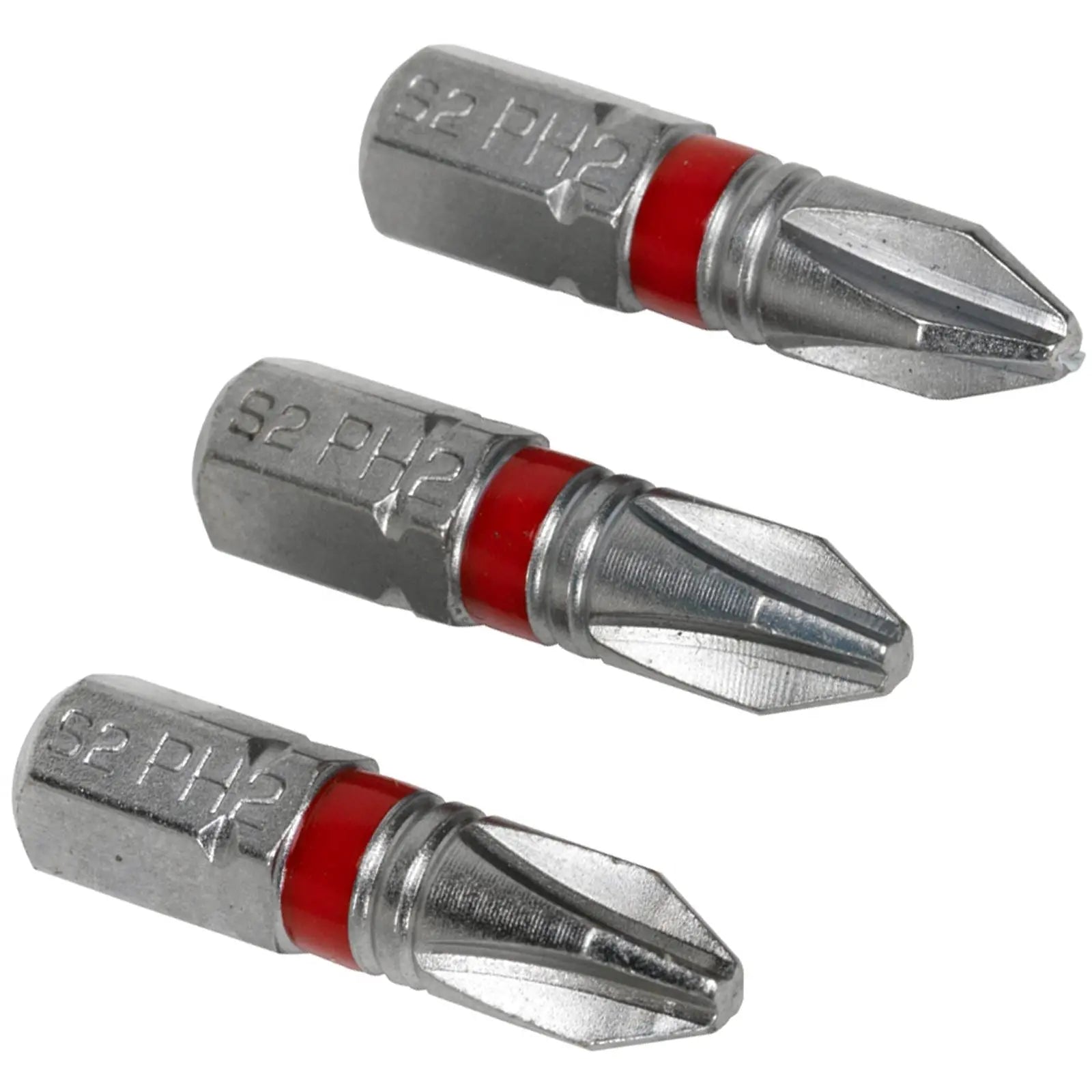 Sealey Screwdriver Bits Colour Coded S2 Steel 3 Pack Pozi Phillips Slotted 25mm 75mm