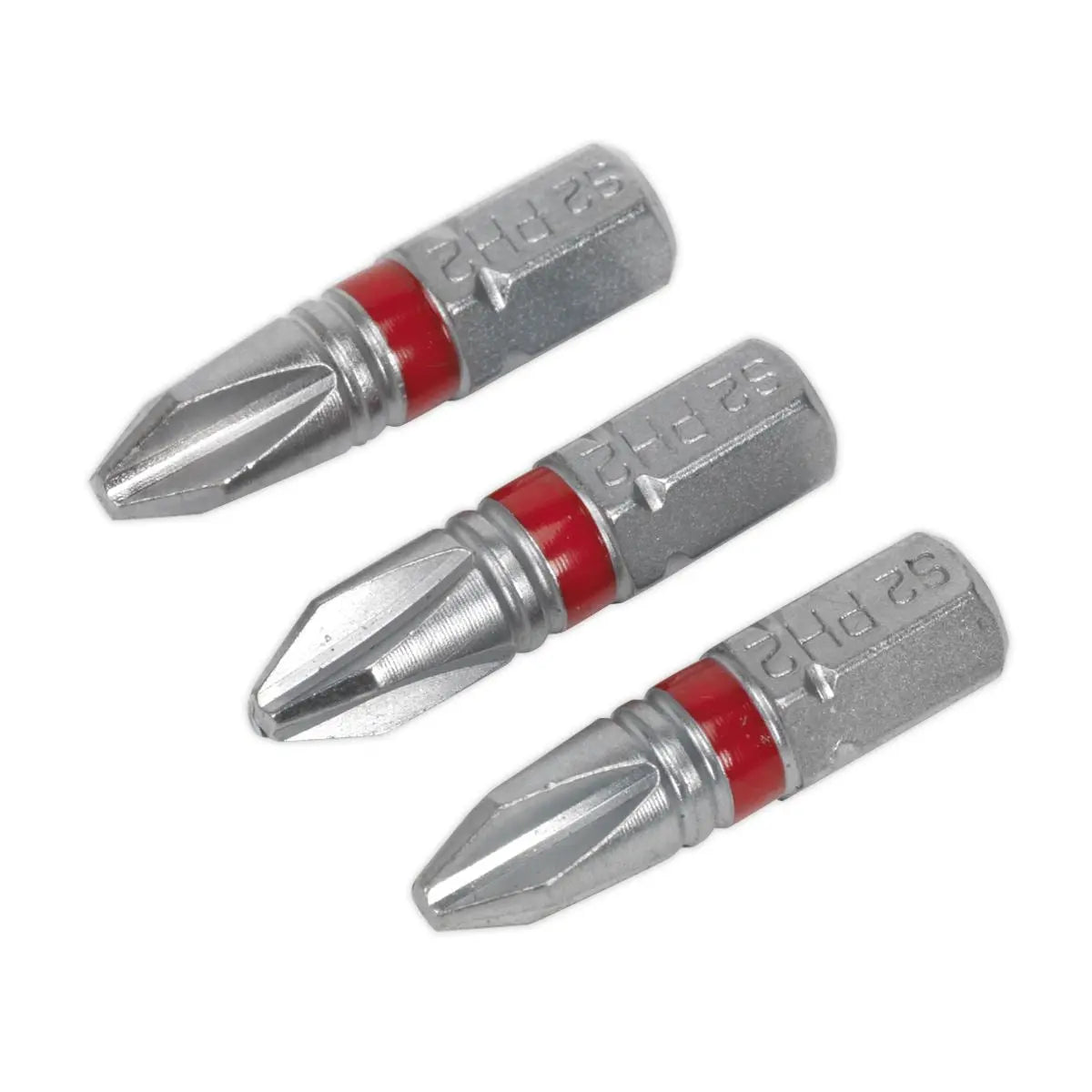 Sealey Screwdriver Bits Colour Coded S2 Steel 3 Pack Pozi Phillips Slotted 25mm 75mm