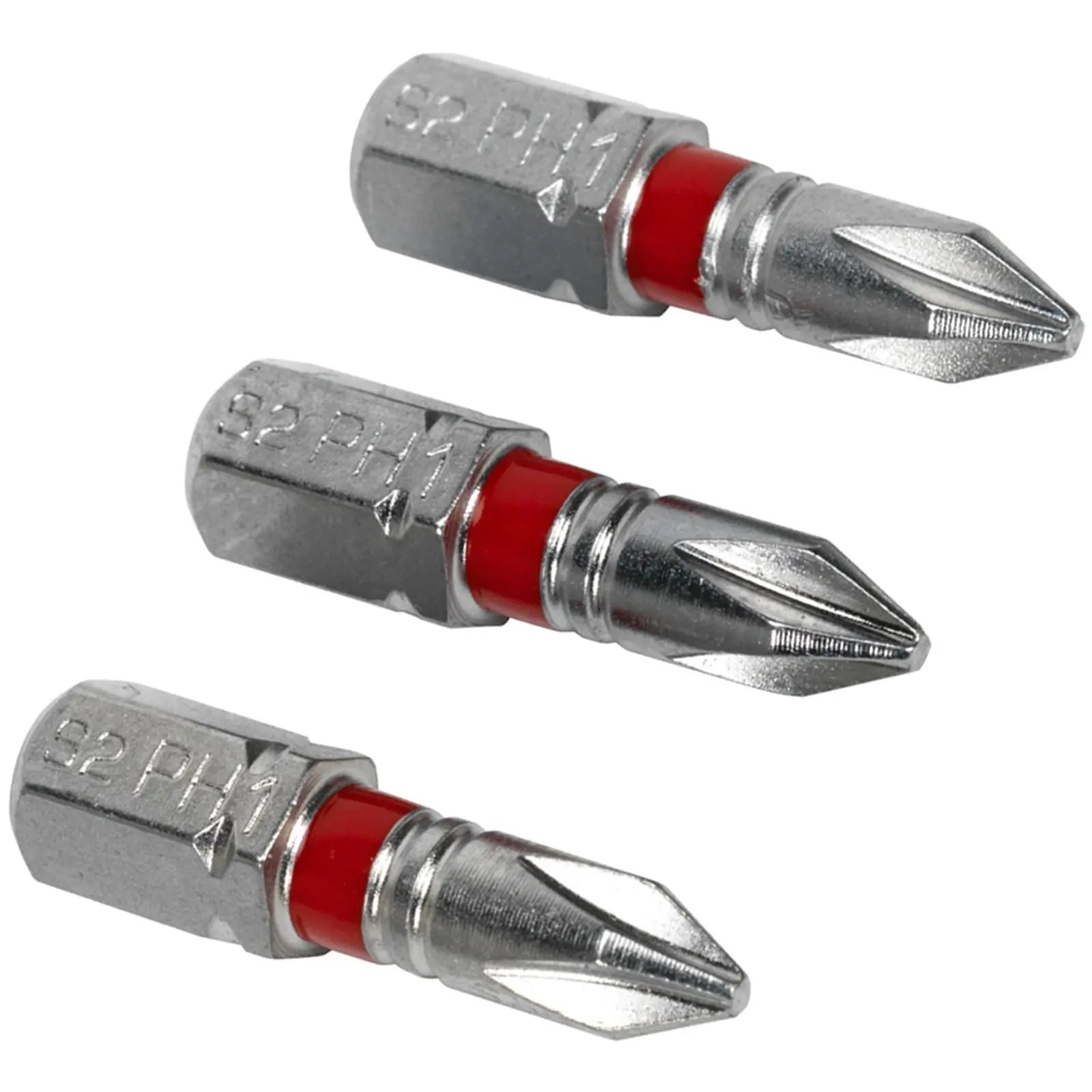 Sealey Screwdriver Bits Colour Coded S2 Steel 3 Pack Pozi Phillips Slotted 25mm 75mm