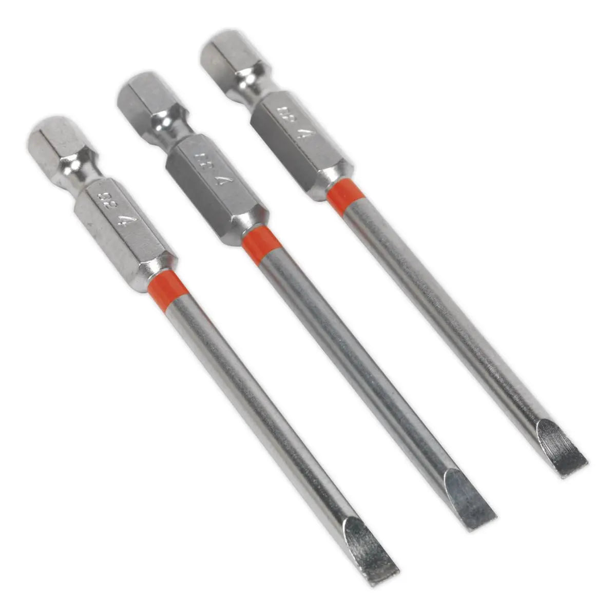 Sealey Screwdriver Bits Colour Coded S2 Steel 3 Pack Pozi Phillips Slotted 25mm 75mm