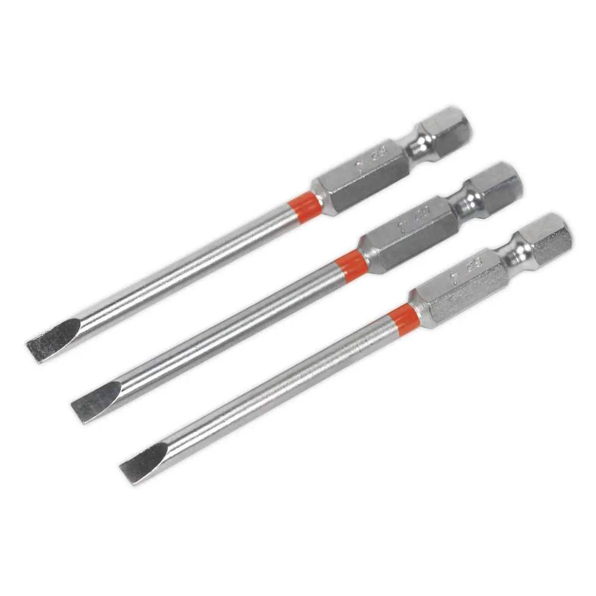 Sealey Screwdriver Bits Colour Coded S2 Steel 3 Pack Pozi Phillips Slotted 25mm 75mm