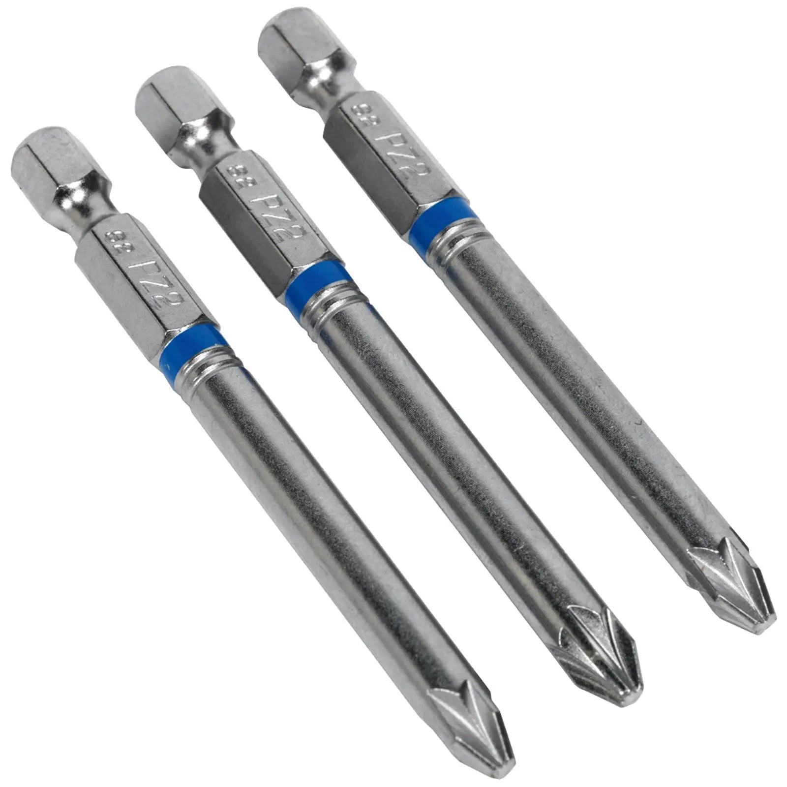 Sealey Screwdriver Bits Colour Coded S2 Steel 3 Pack Pozi Phillips Slotted 25mm 75mm