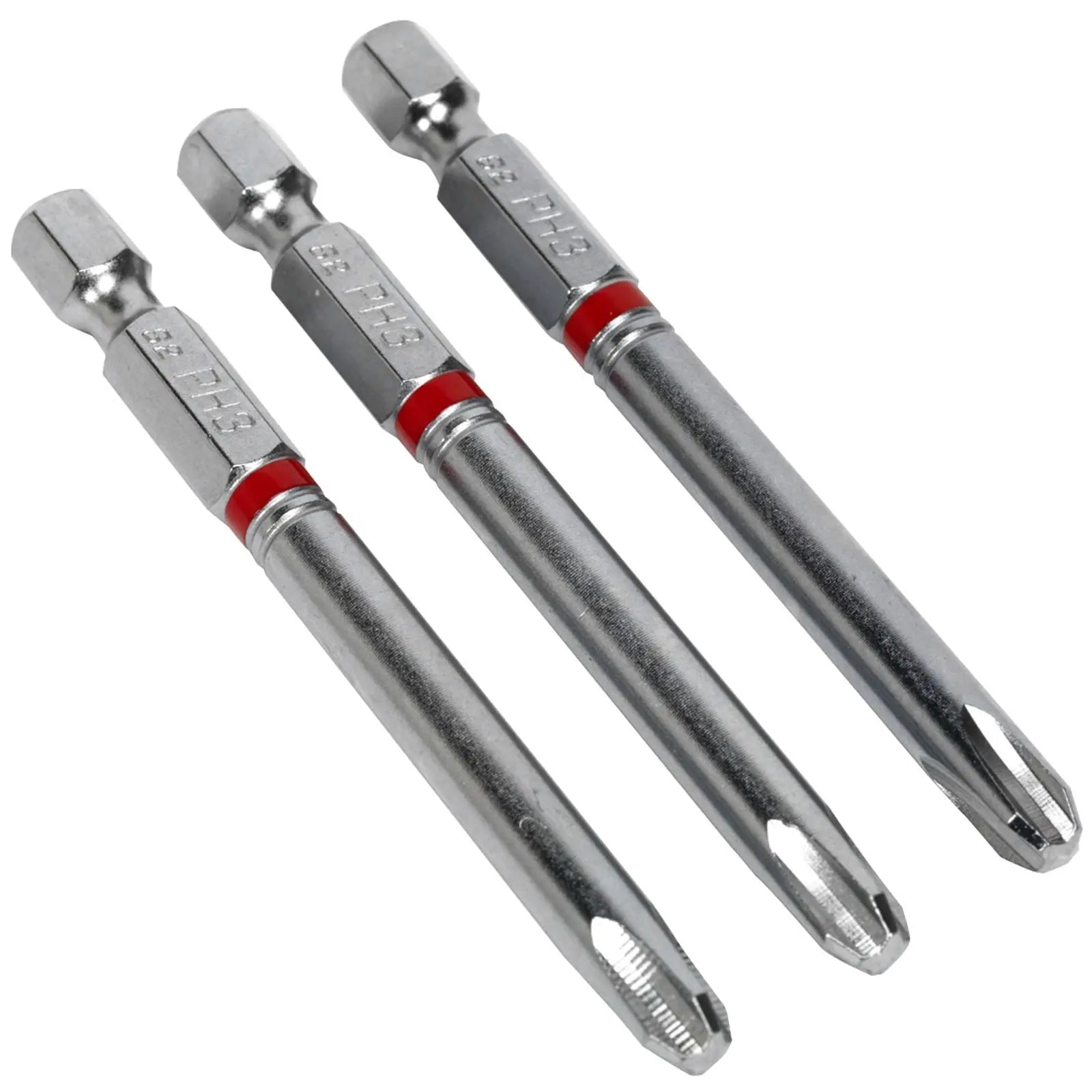 Sealey Screwdriver Bits Colour Coded S2 Steel 3 Pack Pozi Phillips Slotted 25mm 75mm