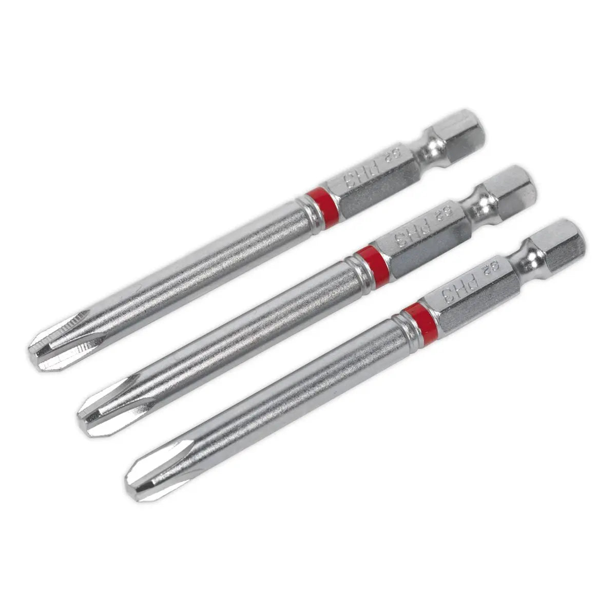 Sealey Screwdriver Bits Colour Coded S2 Steel 3 Pack Pozi Phillips Slotted 25mm 75mm