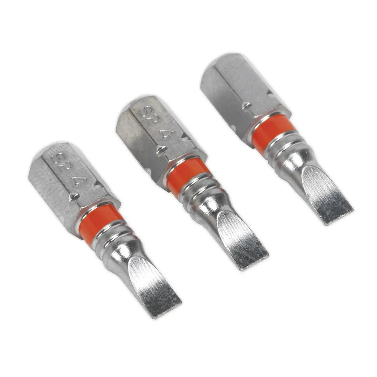 Sealey Screwdriver Bits Colour Coded S2 Steel 3 Pack Pozi Phillips Slotted 25mm 75mm